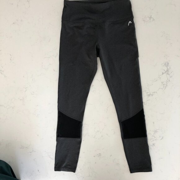 HEAD Athletic Activewear Hi Rise Leggings w Mesh Panels Gray + Black Size M - Picture 3 of 12
